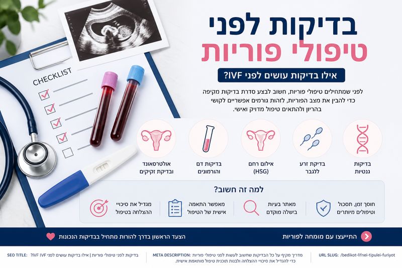 בדיקות לפני טיפולי פוריות – בדיקות IVF כולל בדיקות דם, אולטרסאונד ובדיקת זרע